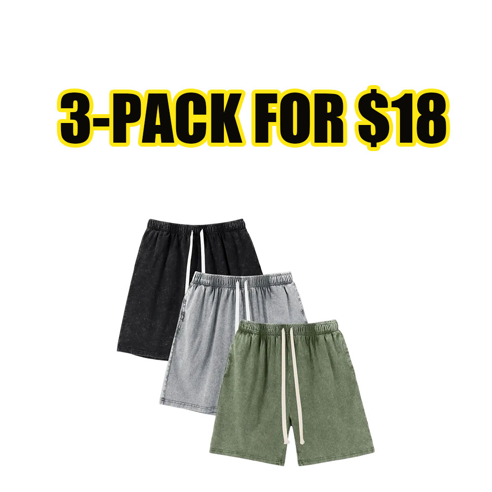 Men’s Vintage Acid Wash Cotton Sweat Shorts – Casual Athletic Drawstring Pocket Shorts
