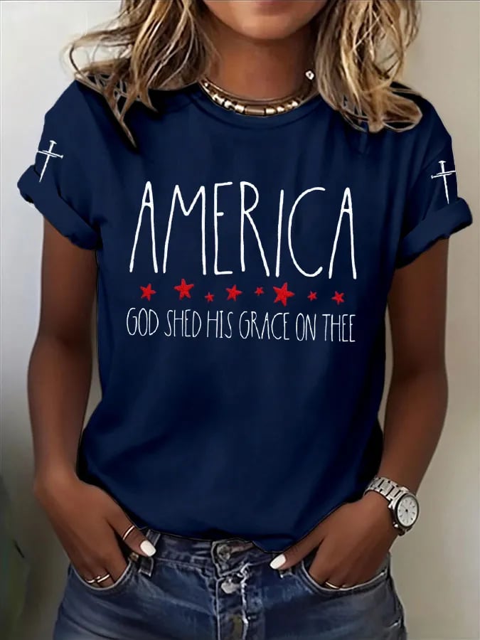 Women'S Casual U.S. 250th Anniversary Commemorative Printed T-Shirt