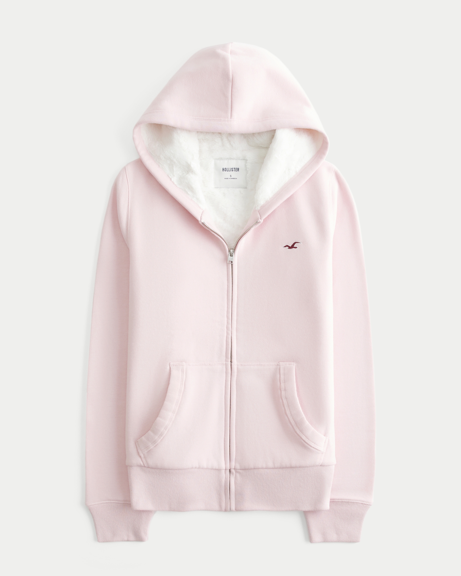 Faux Fur-Lined Zip-Up Hoodie