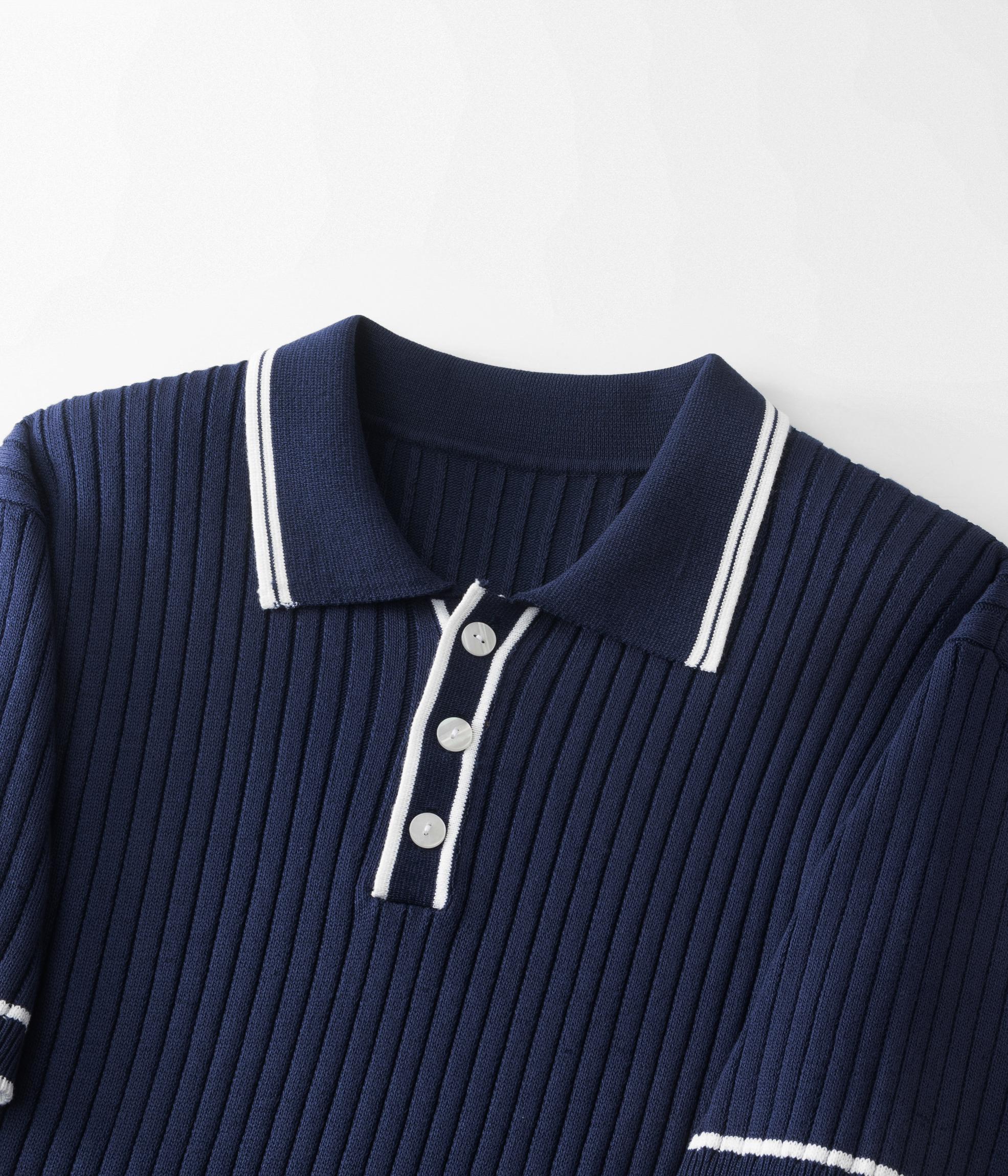 Men's Vintage Rib-Knit Polo Shirt