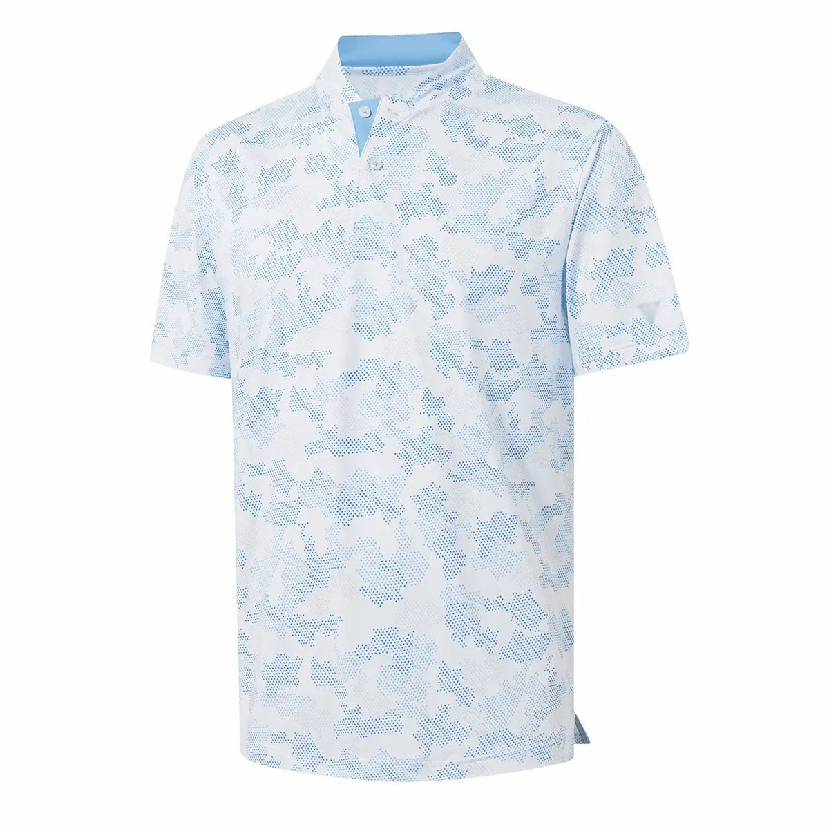 Men's Collarless Performance Golf Shirt – Dry Fit Stretch Henley with Printed Design