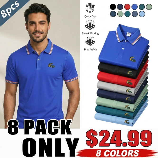 Men’s 4-Pack Performance Polo Shirts (Breathable Quick-Dry Summer Fit)