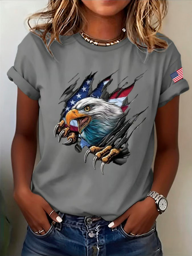 Women'S American Independence Day 250Th Anniversary Printed Round Neck Short Sleeve T-Shirt
