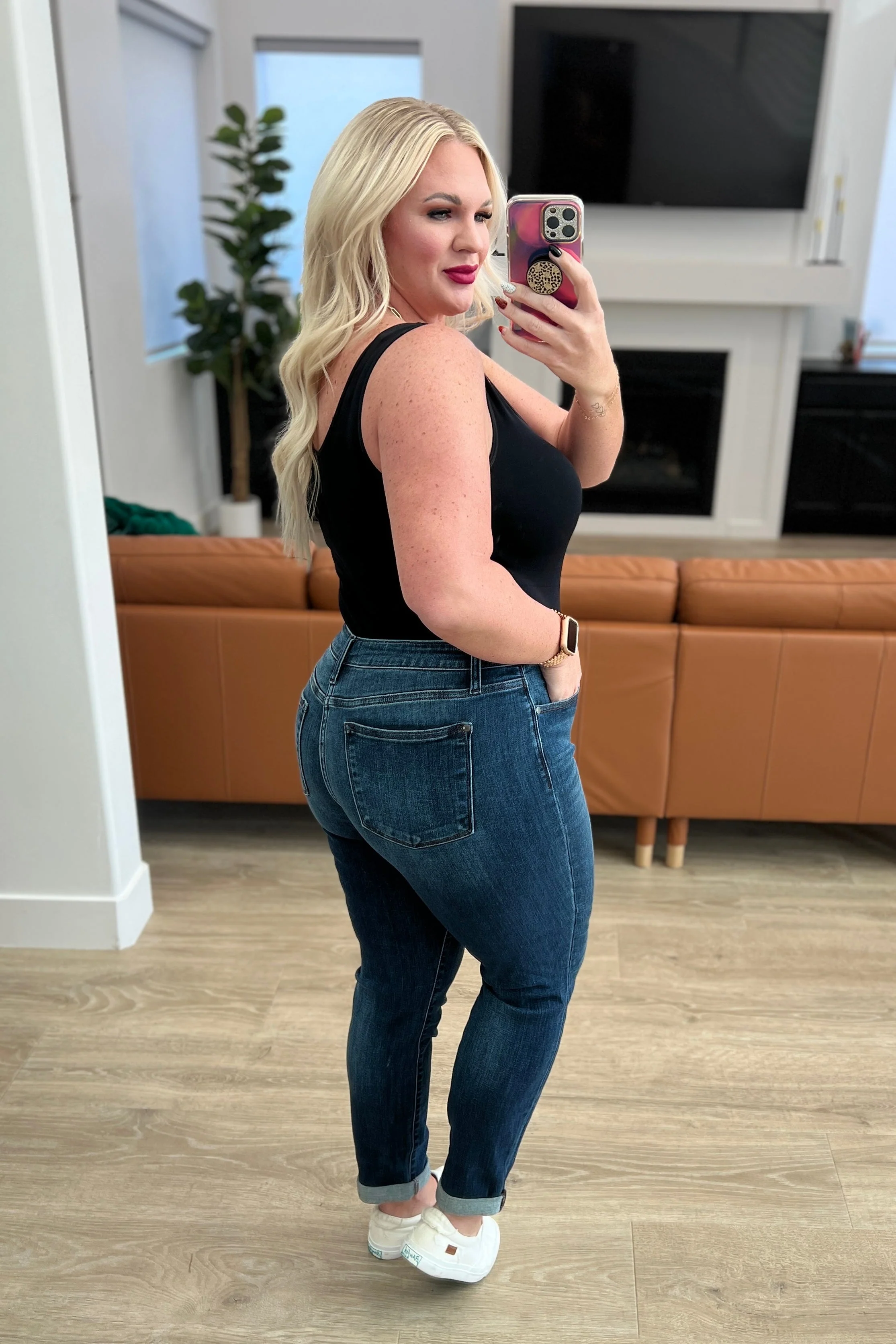 Mid Rise Cuffed Slim Fit Jeans