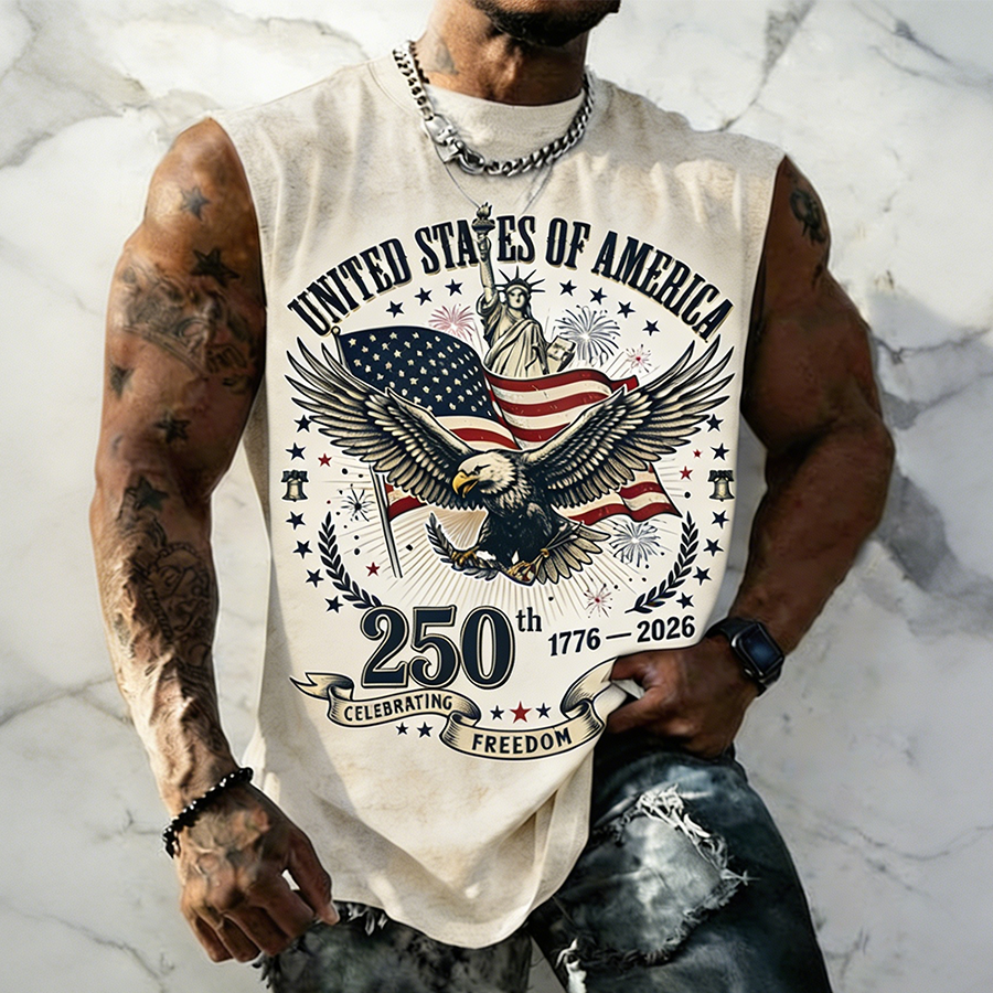 Men's USA 1776-2026 Bald Eagle Sleeveless Tank Top