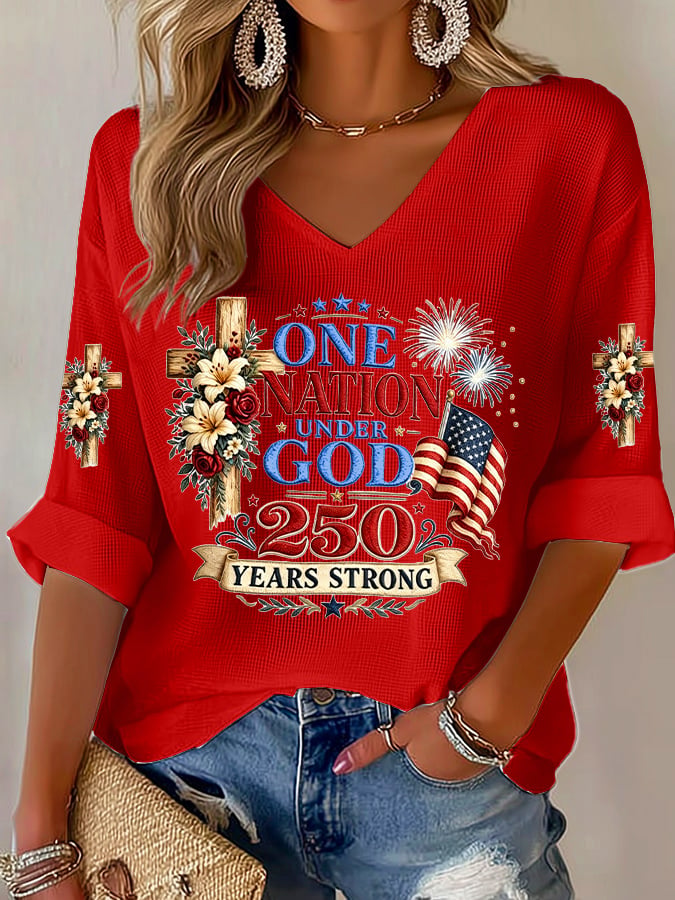 Women's One Nation Under God 250 Years Strong Print T-Shirt