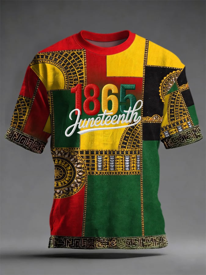 Men's Juneteenth Print Casual T-Shirt