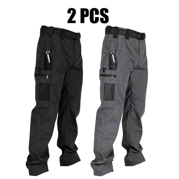 Men's Solid Color Tactical Work Pants,230g/m² new fabric，with Multiple Pockets and Zipper Closures