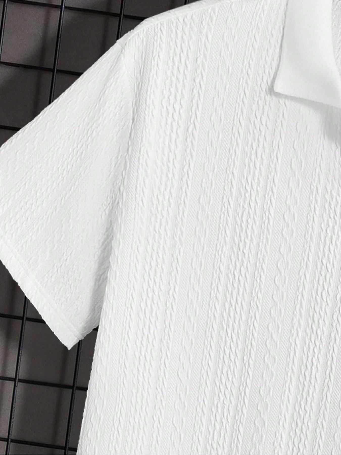 Men's Solid-Color Jacquard Knit Polo Shirt