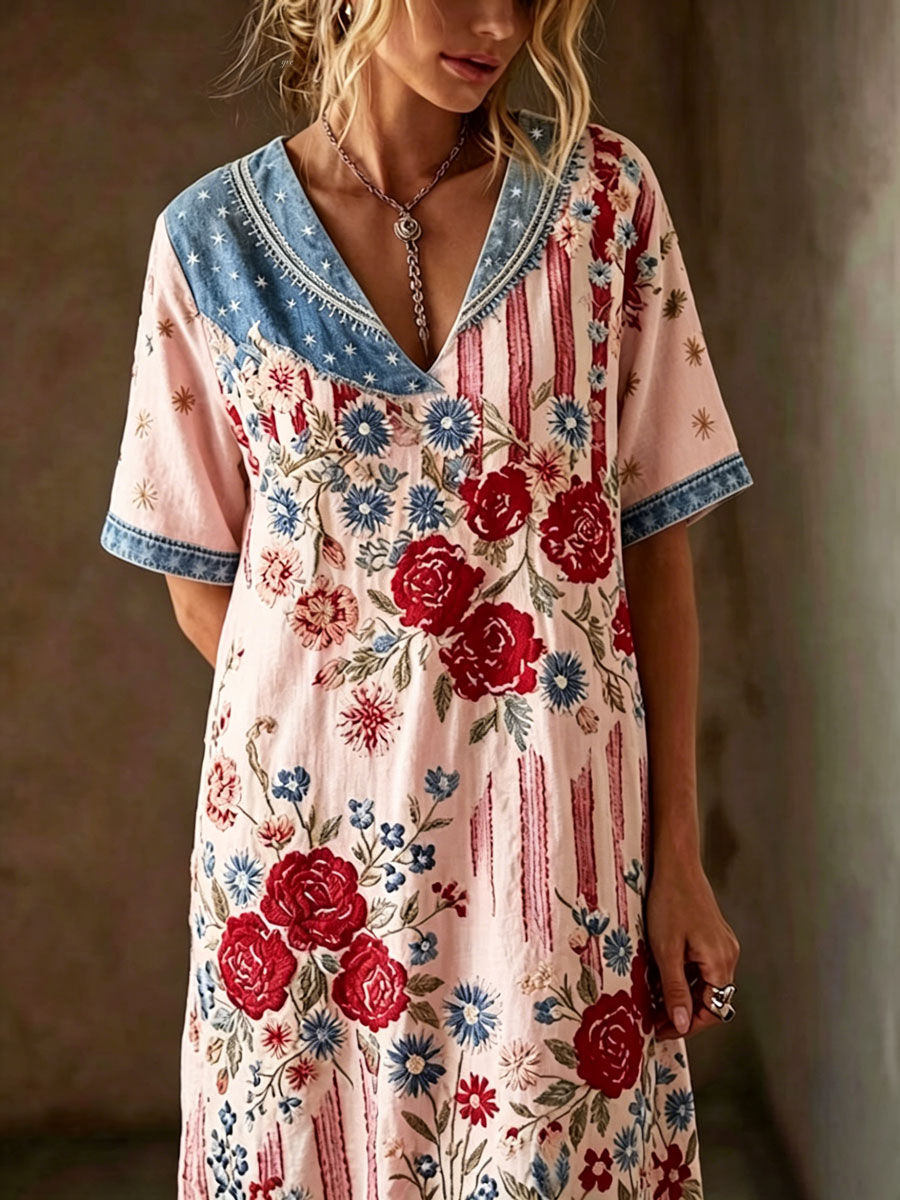Women'S Casual American Independence Day Print Art Casual Dress