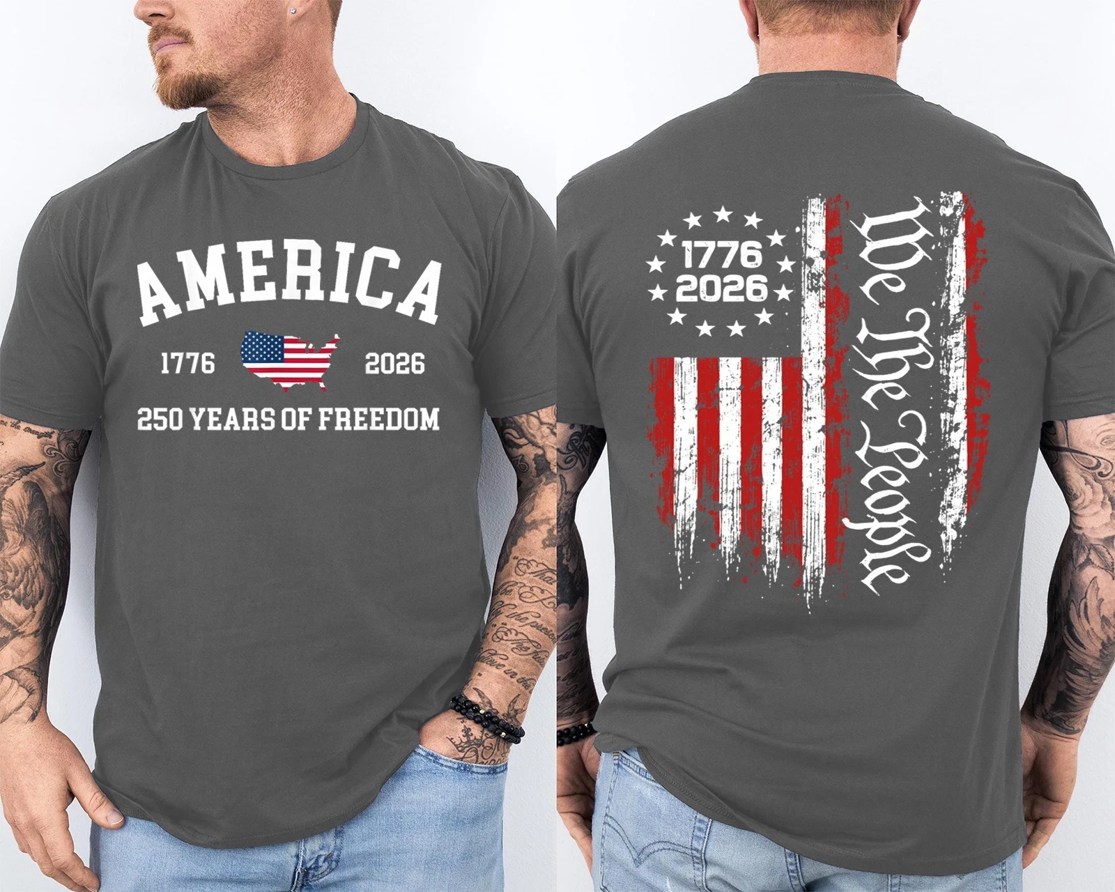 Men'S Casual American 1776-2026 Anniversary Printed Short Sleeved T-Shirt