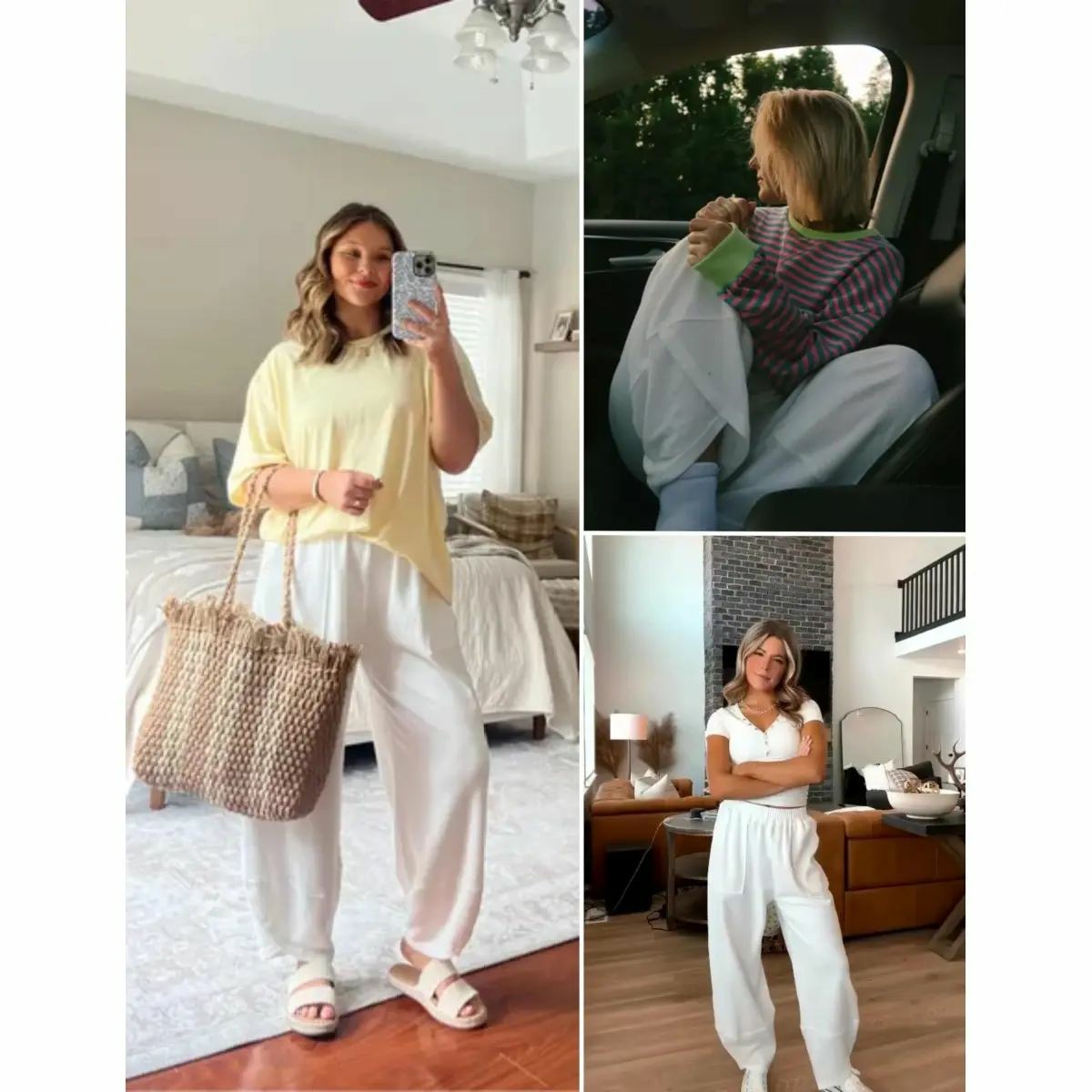 Women's Baggy Wideleg Pants Casual Elastic Waisted Palazzo Harem Pants with Pockets