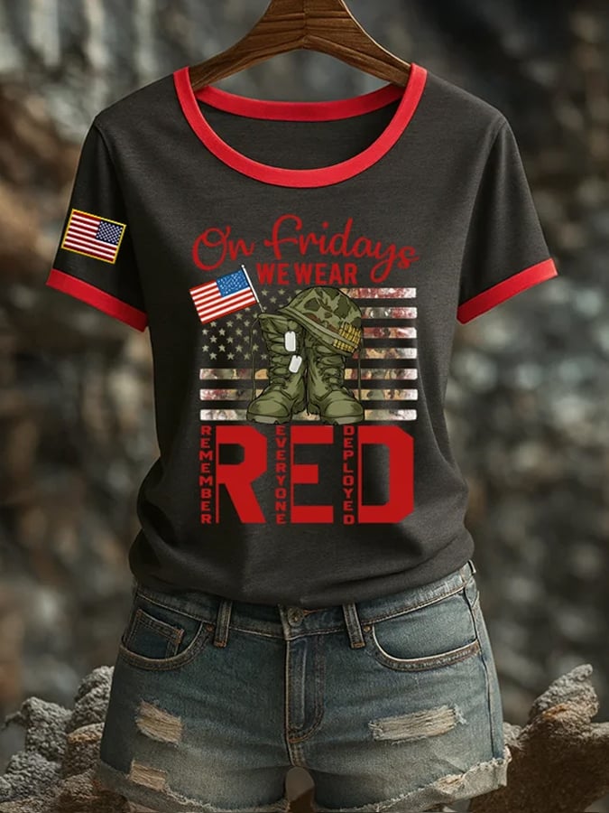 Women's Red Friday Veteran Print T-Shirt