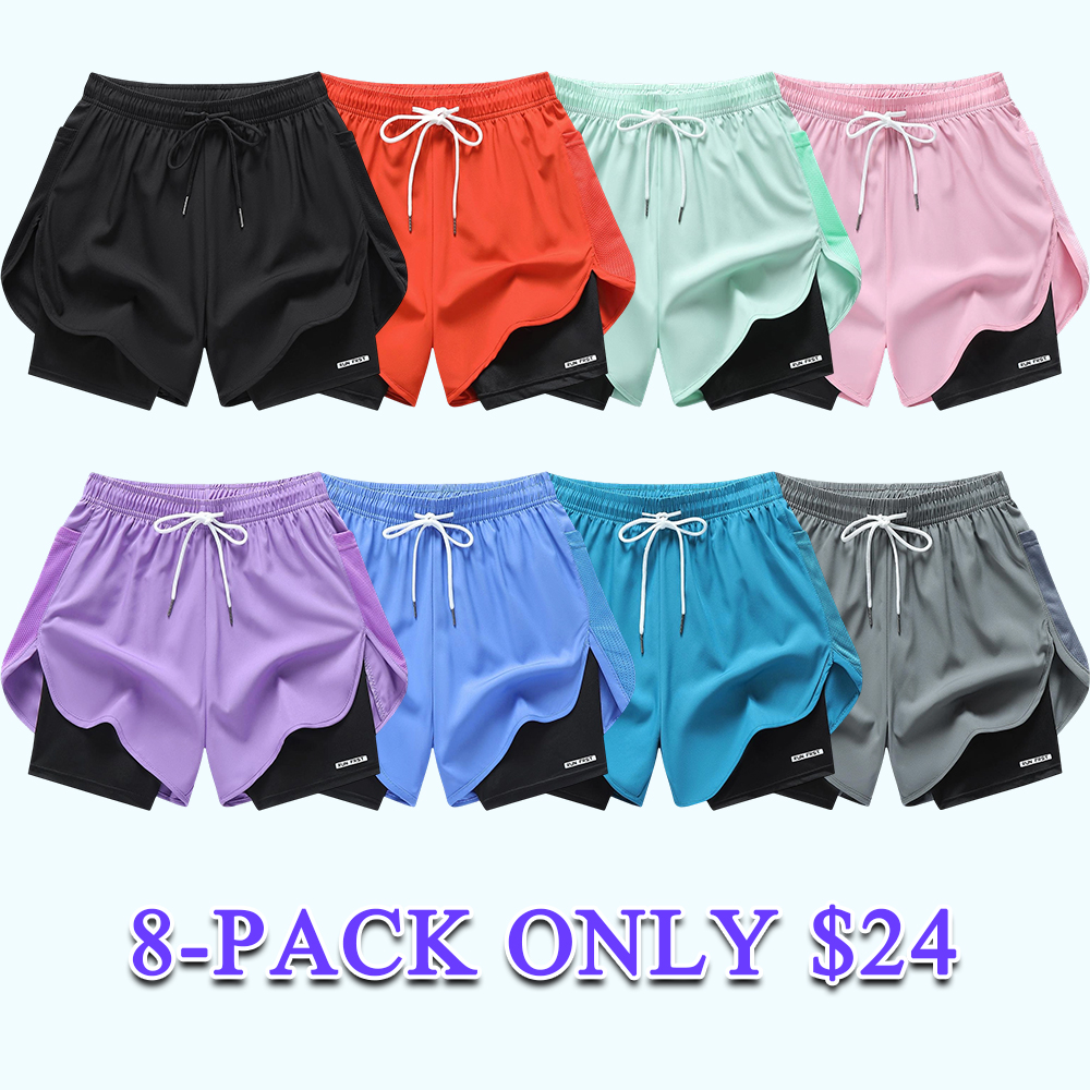 Women's Faux Two-Piece Athletic Shorts