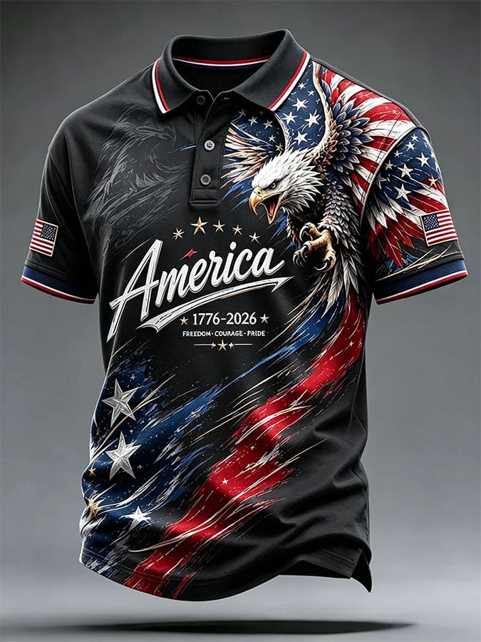 Men's Print Casual Polo Shirt