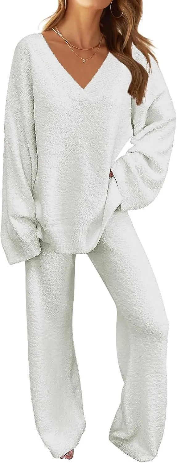 Women's Lounge Sets 2025 Fall Fashion 2 Piece Outfits Sweater Pajama Set