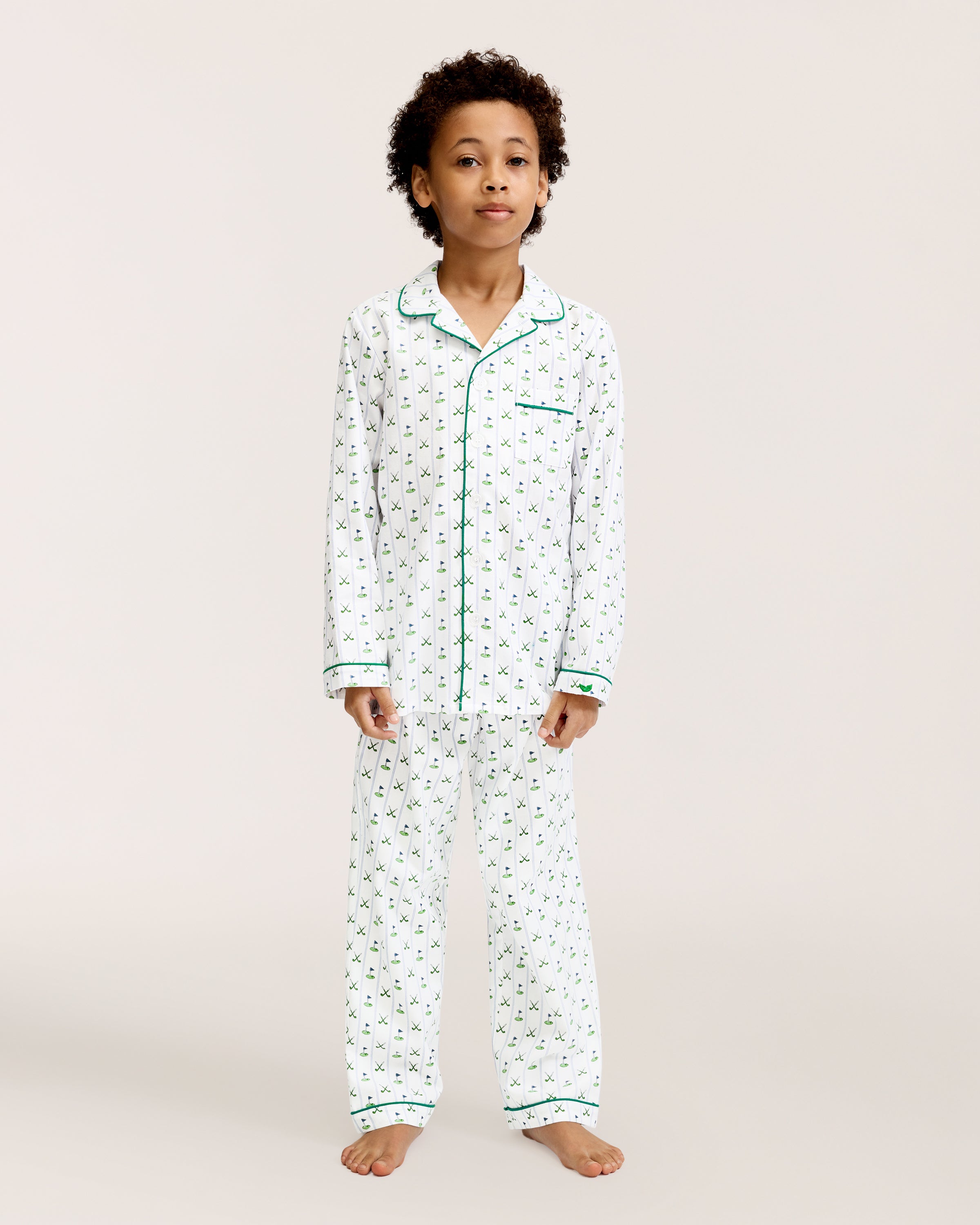 Kid's Twill Pajama Set in Fairway Stripe