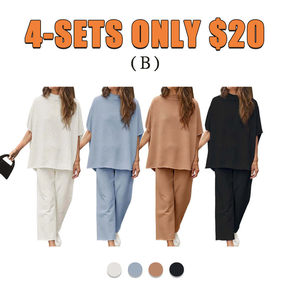 Women's Batwing Sleeve Capelet & Wide Leg Pants Lounge Set