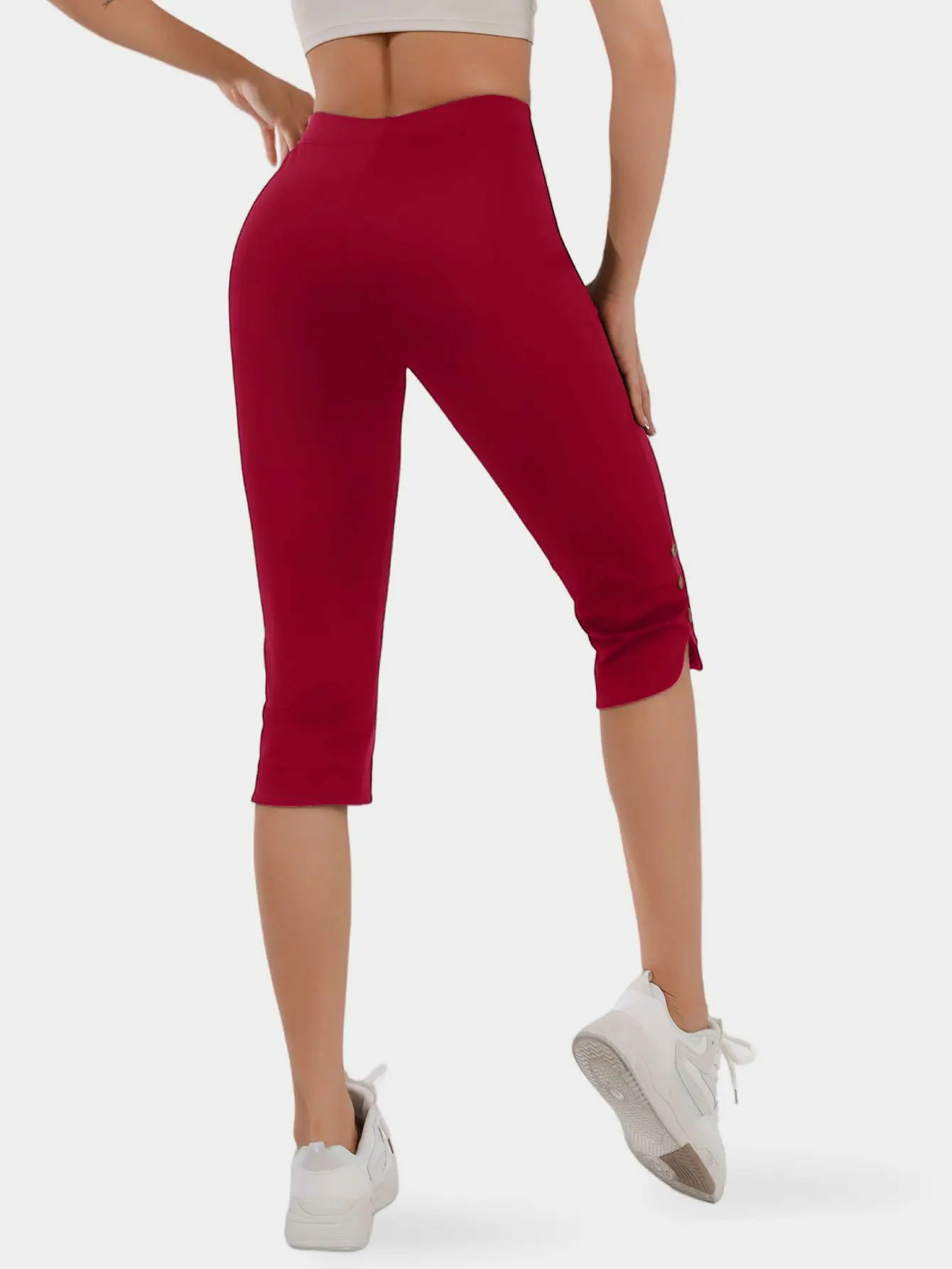 Women's High-Waisted Slimming Yoga Pants 9-Pack Butt-Lifting 4-Way Stretch Silky Soft 7/8 Length Button Detail for Workouts