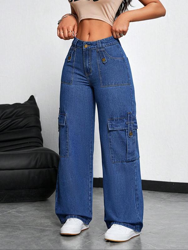 Women's Stretchy Multi-Pocket Straight Leg Jeans