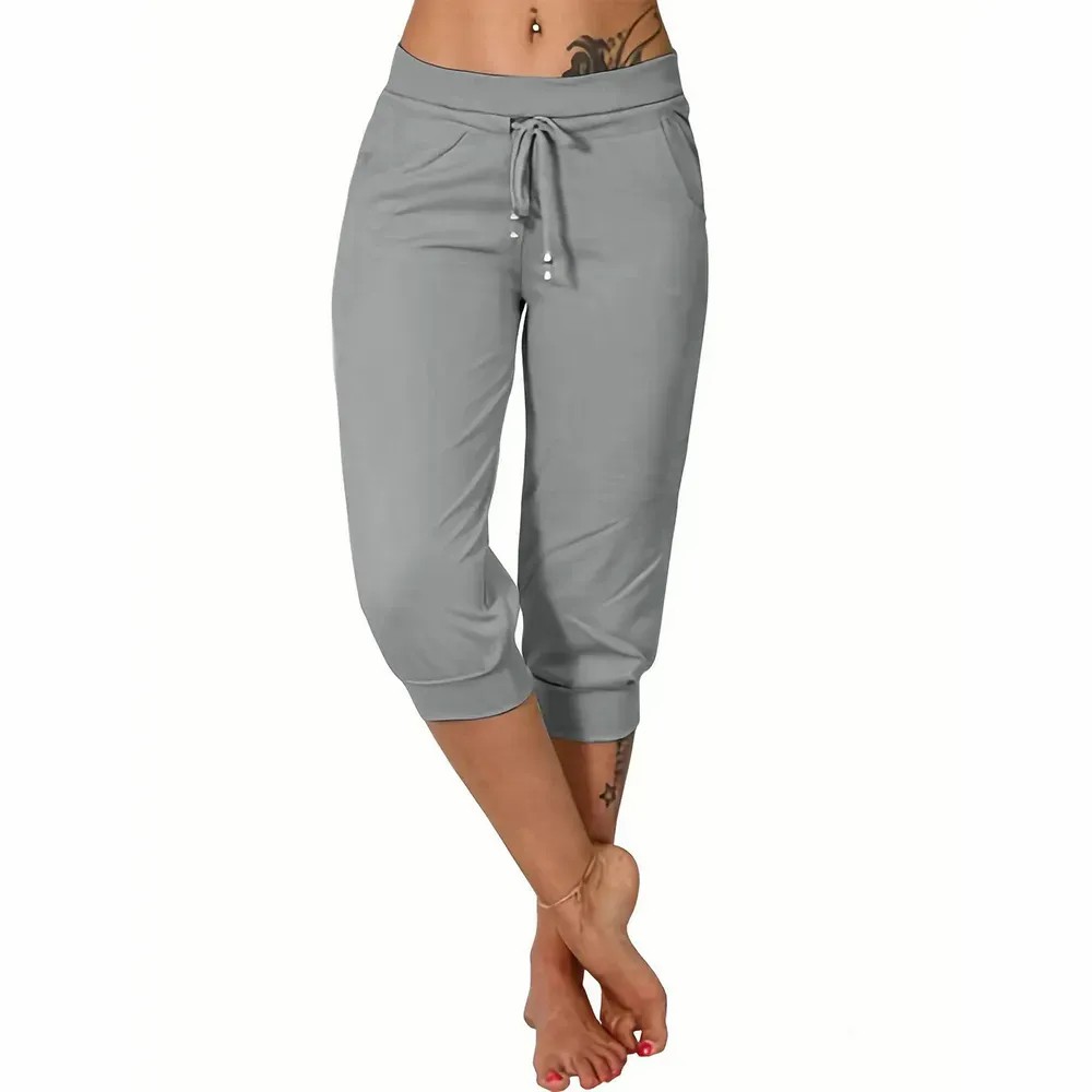 ⚡Final Clearance🔥[XS-5XL]Women's Plain Drawstring Waist Capris Pants