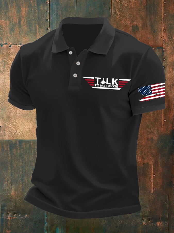 Men's Retro Talk To Me Goose Printed Polo Shirt