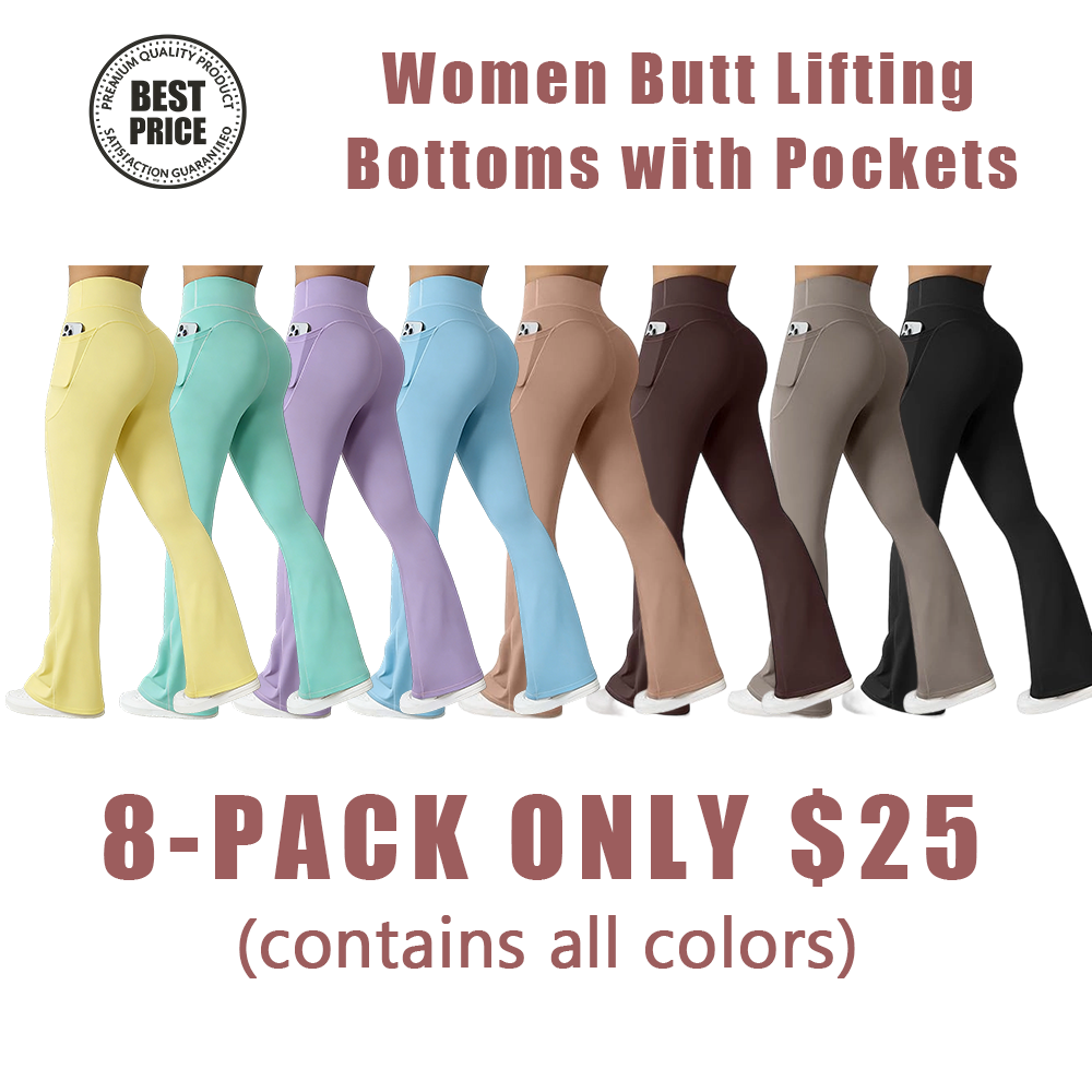 Women High Waist Butt Lifting Bottoms with Pockets