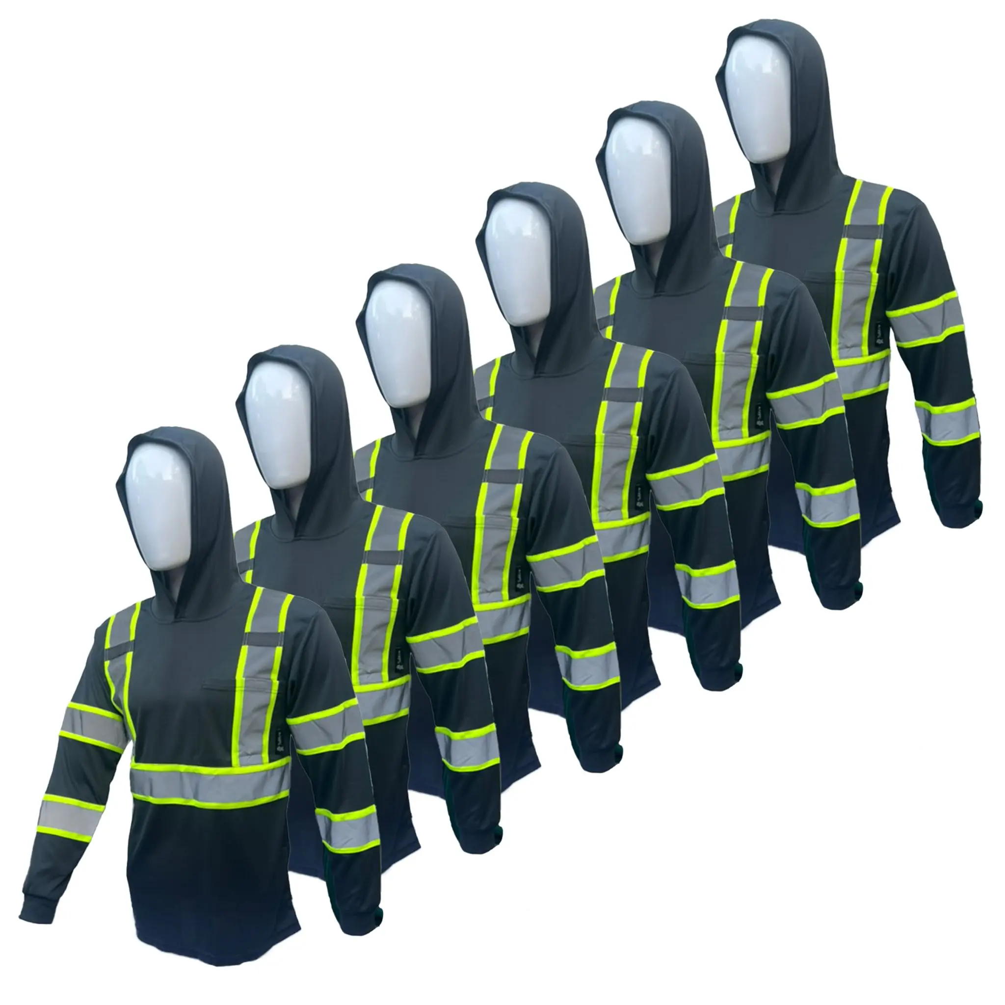 6-Pack Hi-Vis Performance Work Hoodie Shirts (Quick-Dry & Breathable)