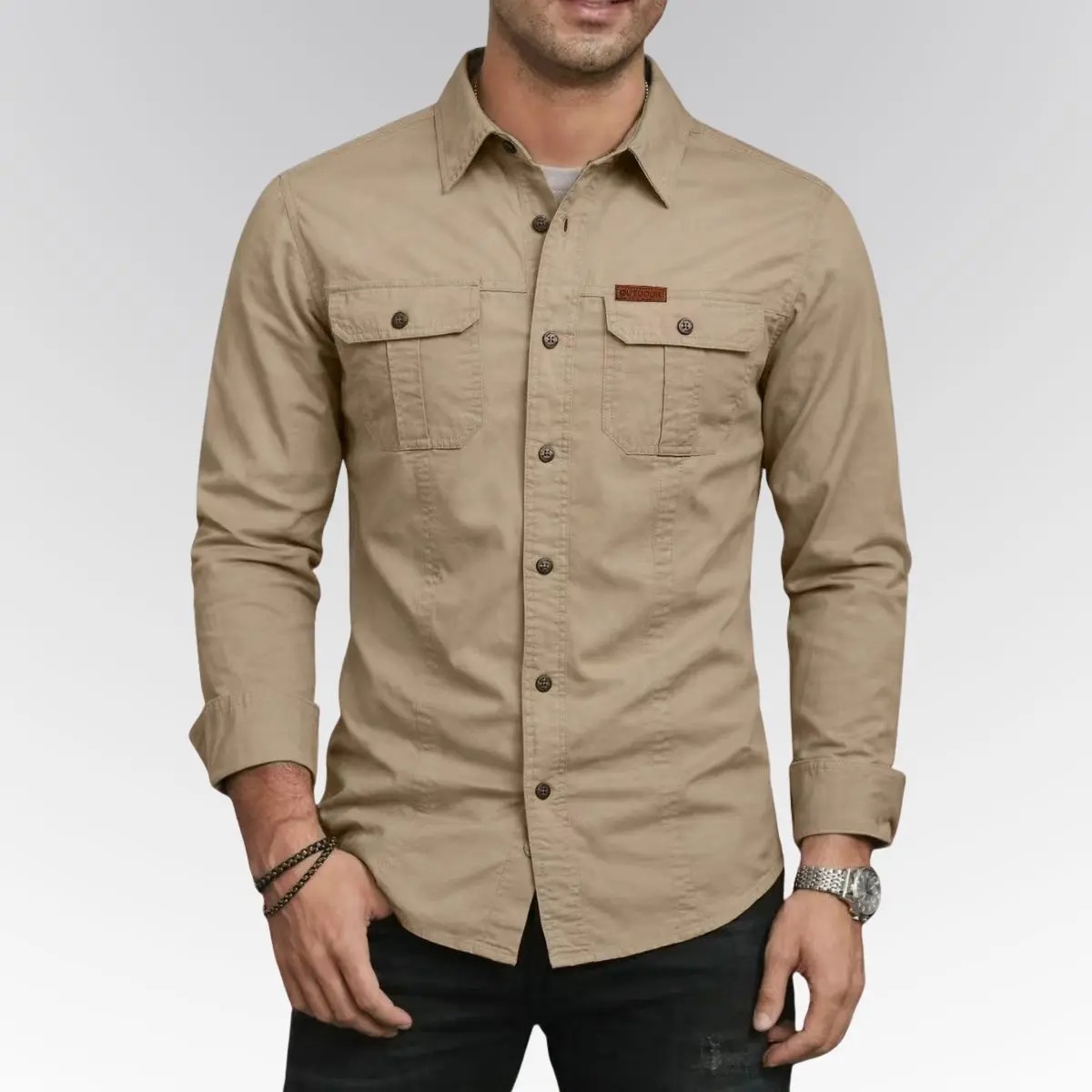 Men's Long Sleeve Workwear Shirt Outdoor Casual Versatile Top
