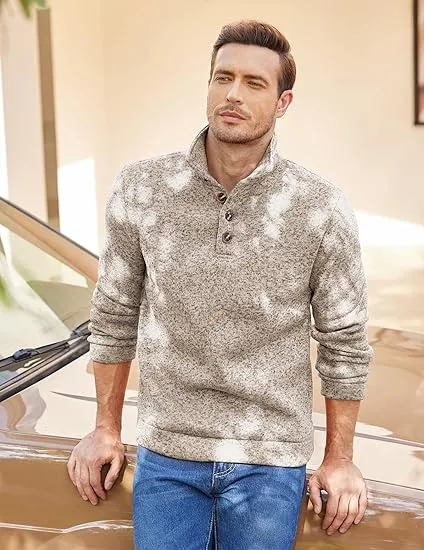 Men's Casual Slim Fit Pullover Sweater Knitted Thermal Sweatshirt.Fleece-lined For Warmth And Wind Protection.Comfortable And Stylish
