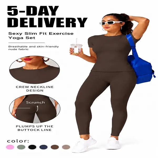 Women's Solid-Color Sports T-Shirt Set