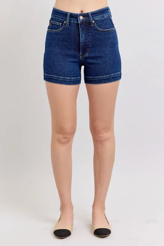 Blue High Waist Tummy Control Denim Shorts