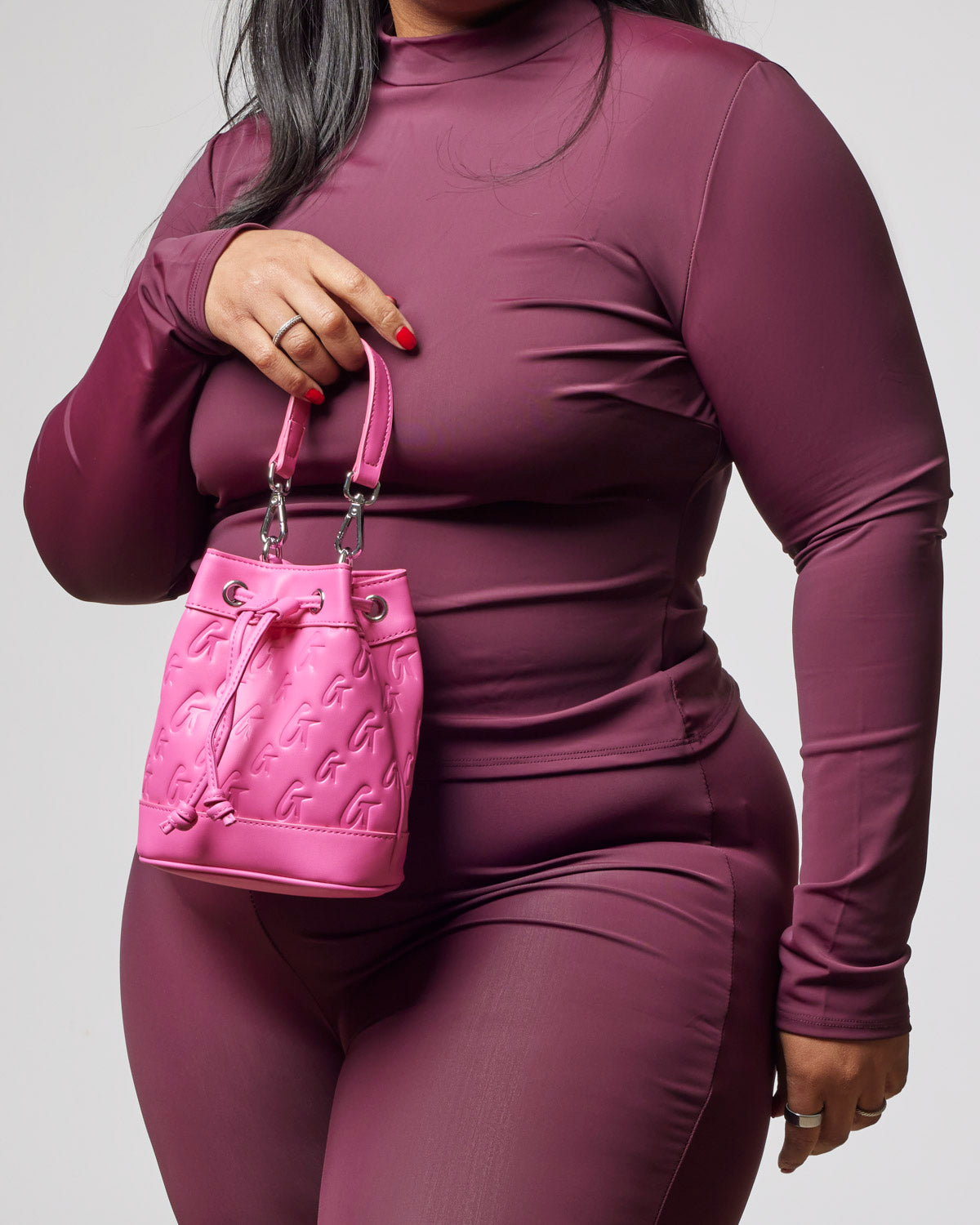MINI MONOGRAM BUCKET BAG - HOT PINK