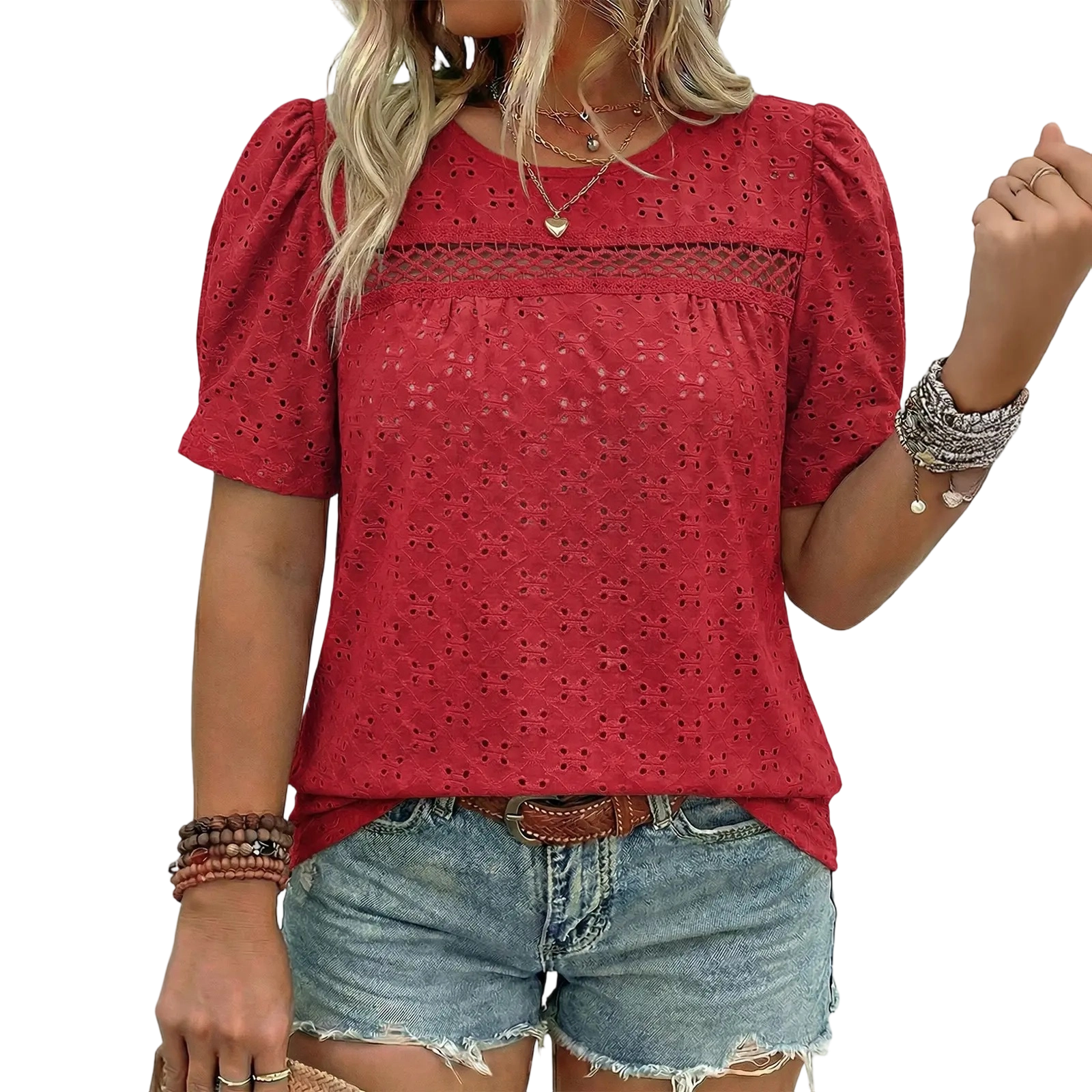 Plus-Size Puff Sleeve Blouse