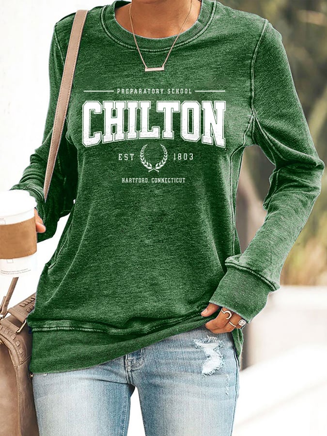 🔥HOT SALE🔥Retro Preparatory School Chilton Est 1803 Hartford, Connecticut Print Sweatshirt