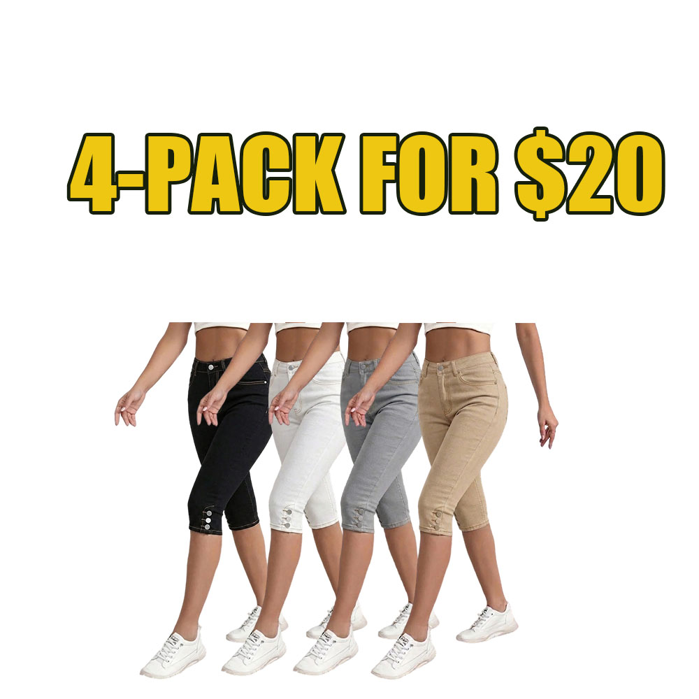 High-Waisted Denim Capri Jeans for Women