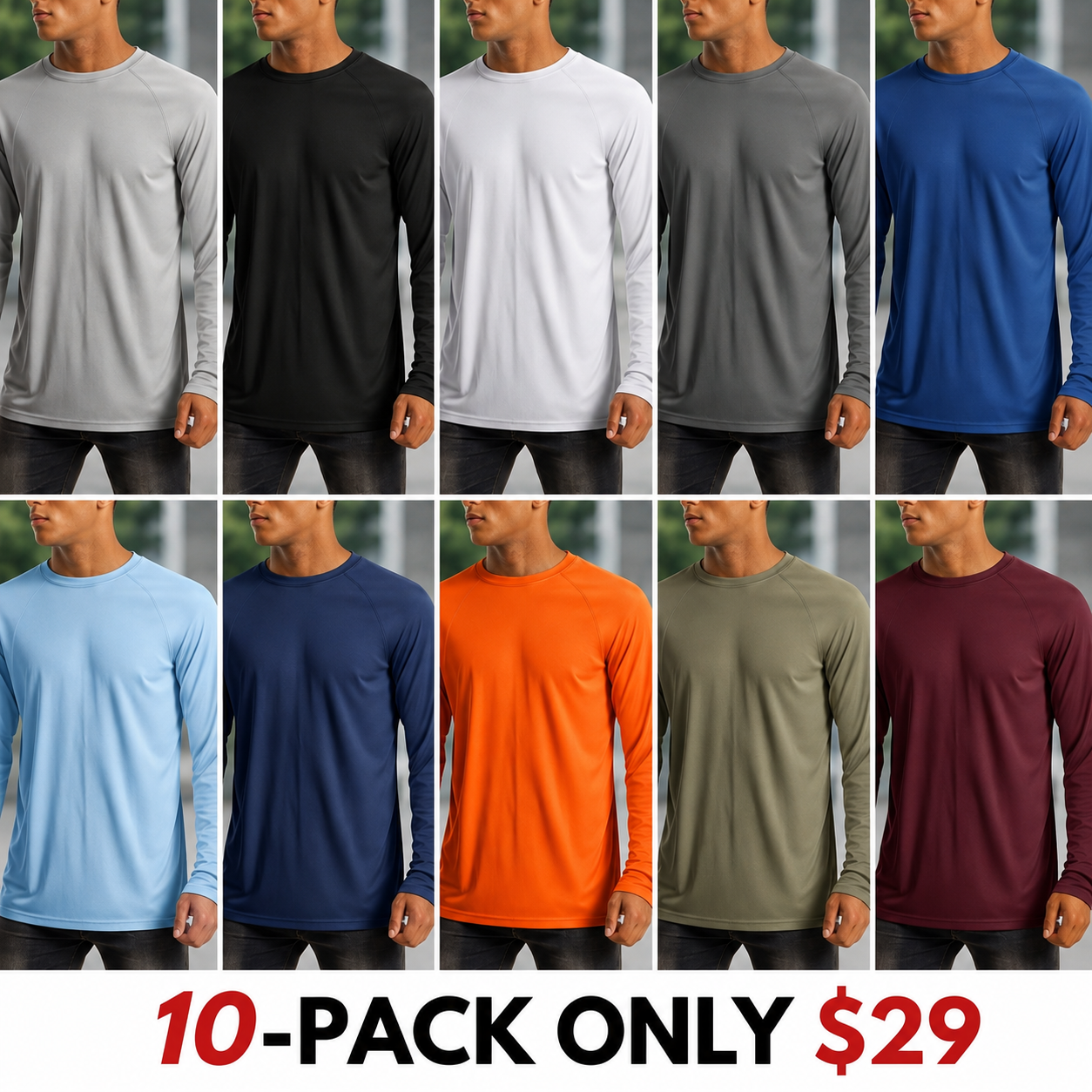 Men's UPF 50+ Long Sleeves Shirts Quick Dry Lightweight Summer Sportswear Tops