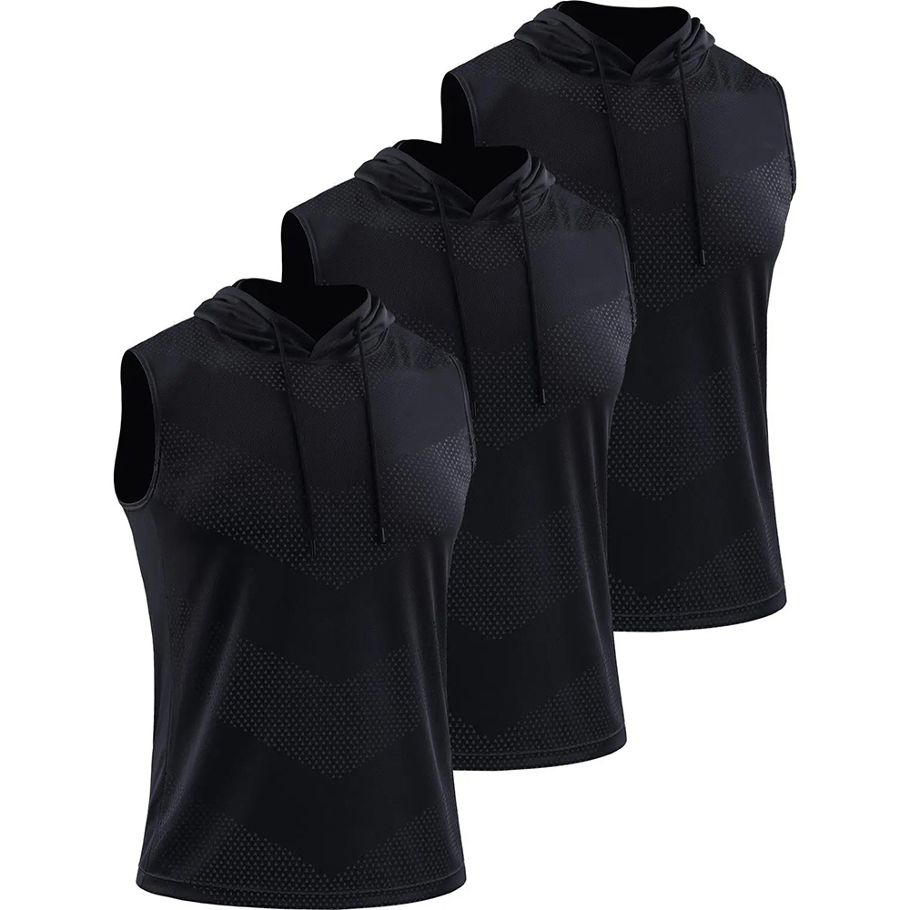 Men's Workout Tank Tops 3 Pack Sleeveless Running Shirts with Hoodie Sports Fitness Vest Sports Vests SpringStatements