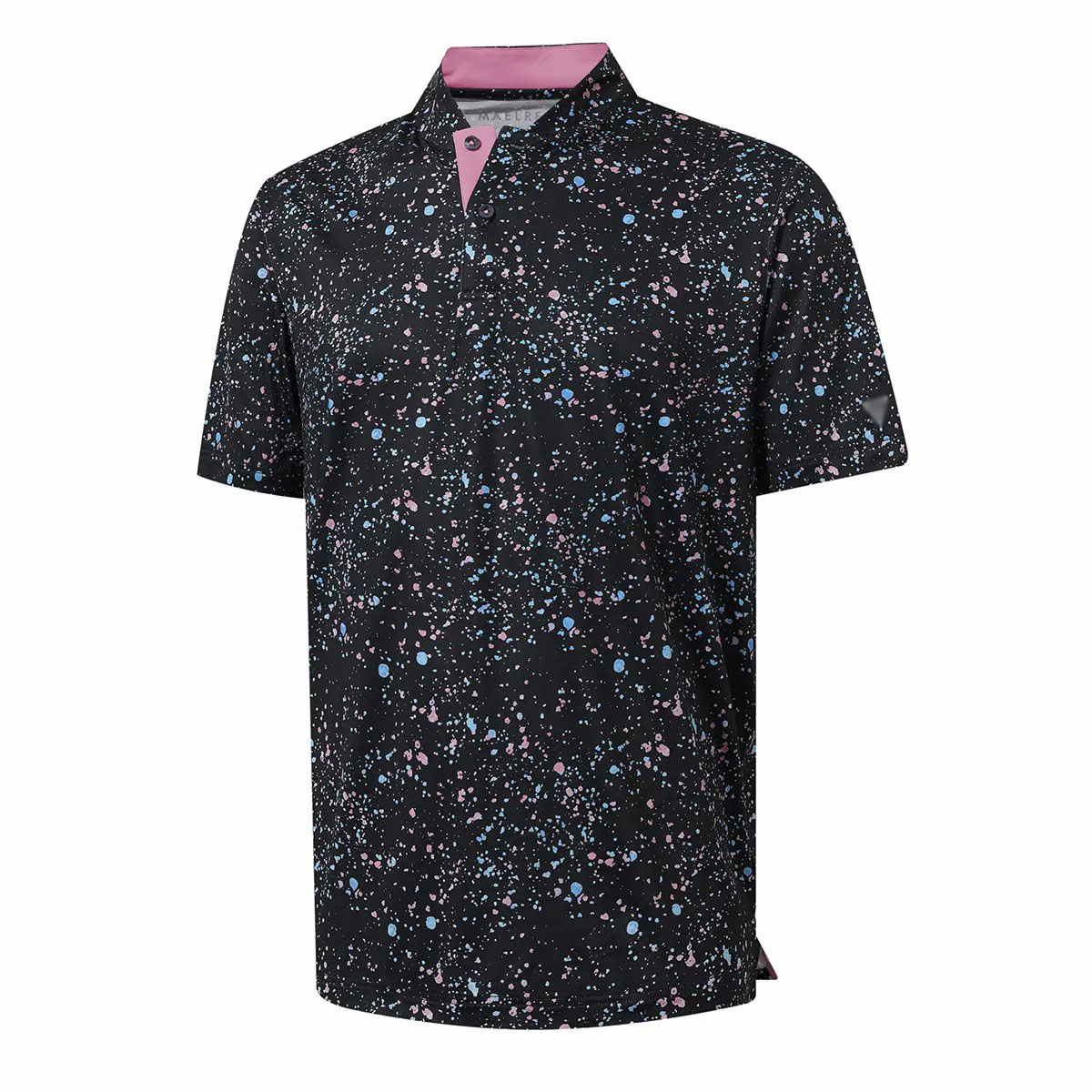 Men's Collarless Performance Golf Shirt – Dry Fit Stretch Henley with Printed Design