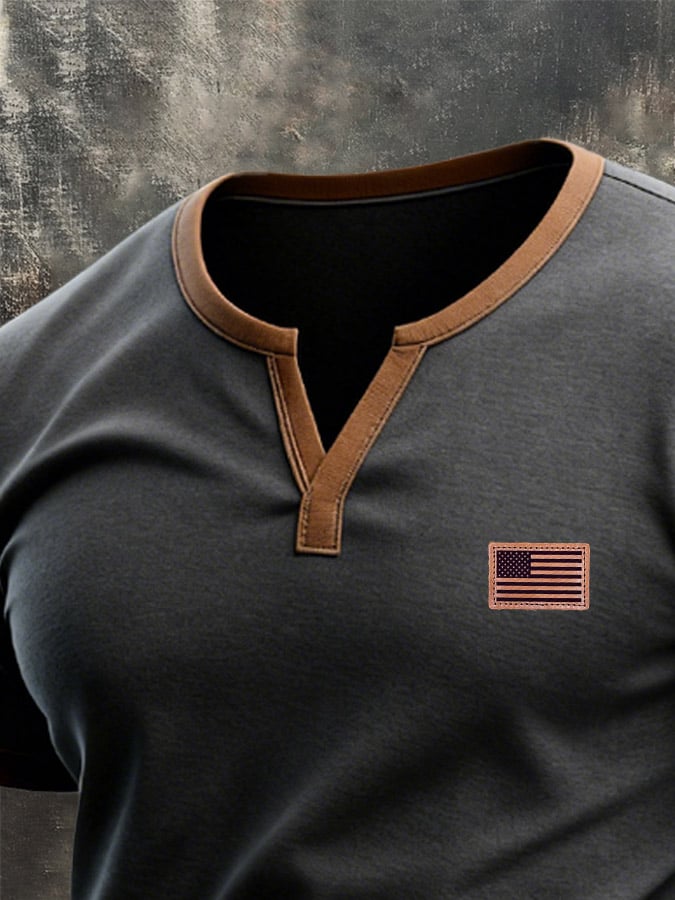 Men's Retro Patriot Patchwork T-shirt