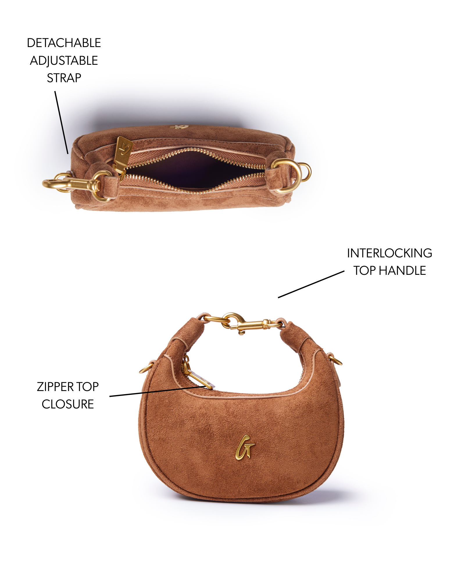 NANO SUEDE HOBO BAG - BROWN