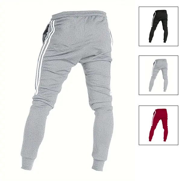 Men's long sweatpants (extending past the ankle) featuring a side-stripe design, combining casual style with comfort.