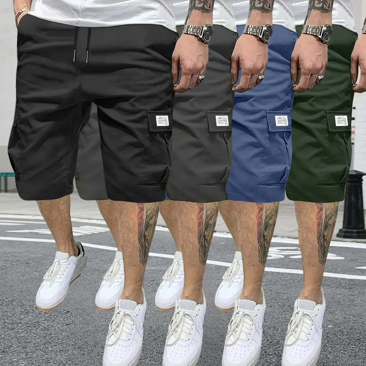 Fashionable summer lightweight loose straight-leg casual shorts, durable multifunctional work shorts suitable for camping, cycling, and hiking.