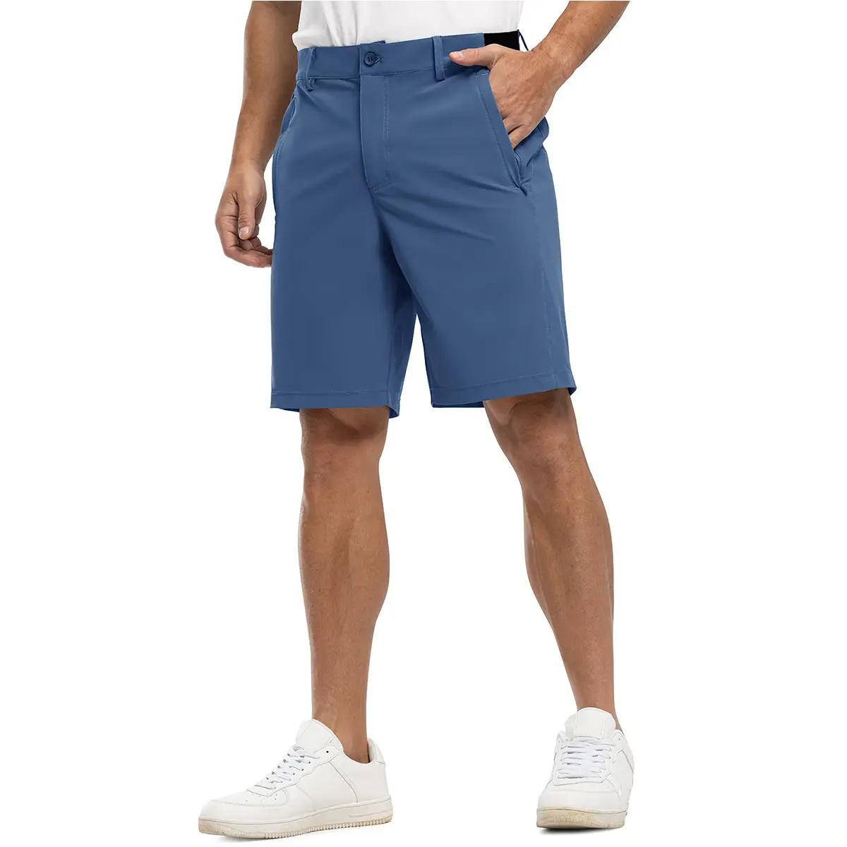 Men's 4-Way Stretch Shorts Quick Dry Casual Work Golf Pants Lightweight Breathable Zip Pockets Pants Summer Outdoor Bottoms