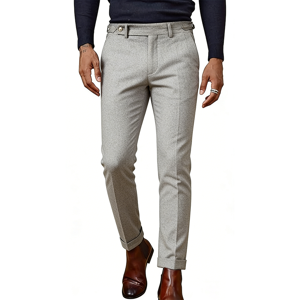 Men's Herringbone Tweed Wool-Blend Dress Pants