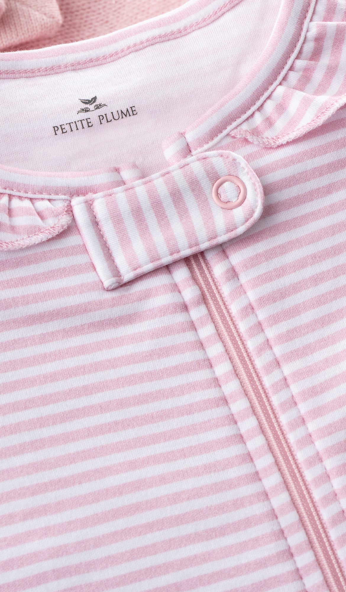 Baby's Pima Ruffle Collar Romper in Pink Stripe