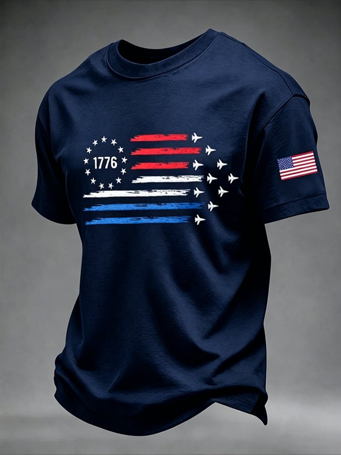 Men's 250th Anniversary Patriot Aircraft Print Short-Sleeve T-Shirt
