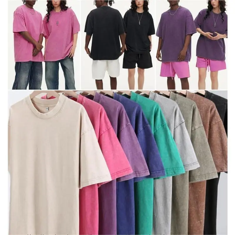 Unisex 9-Pack Oversized Heavyweight Tees – Vintage Baggy Cotton Gym T-Shirts