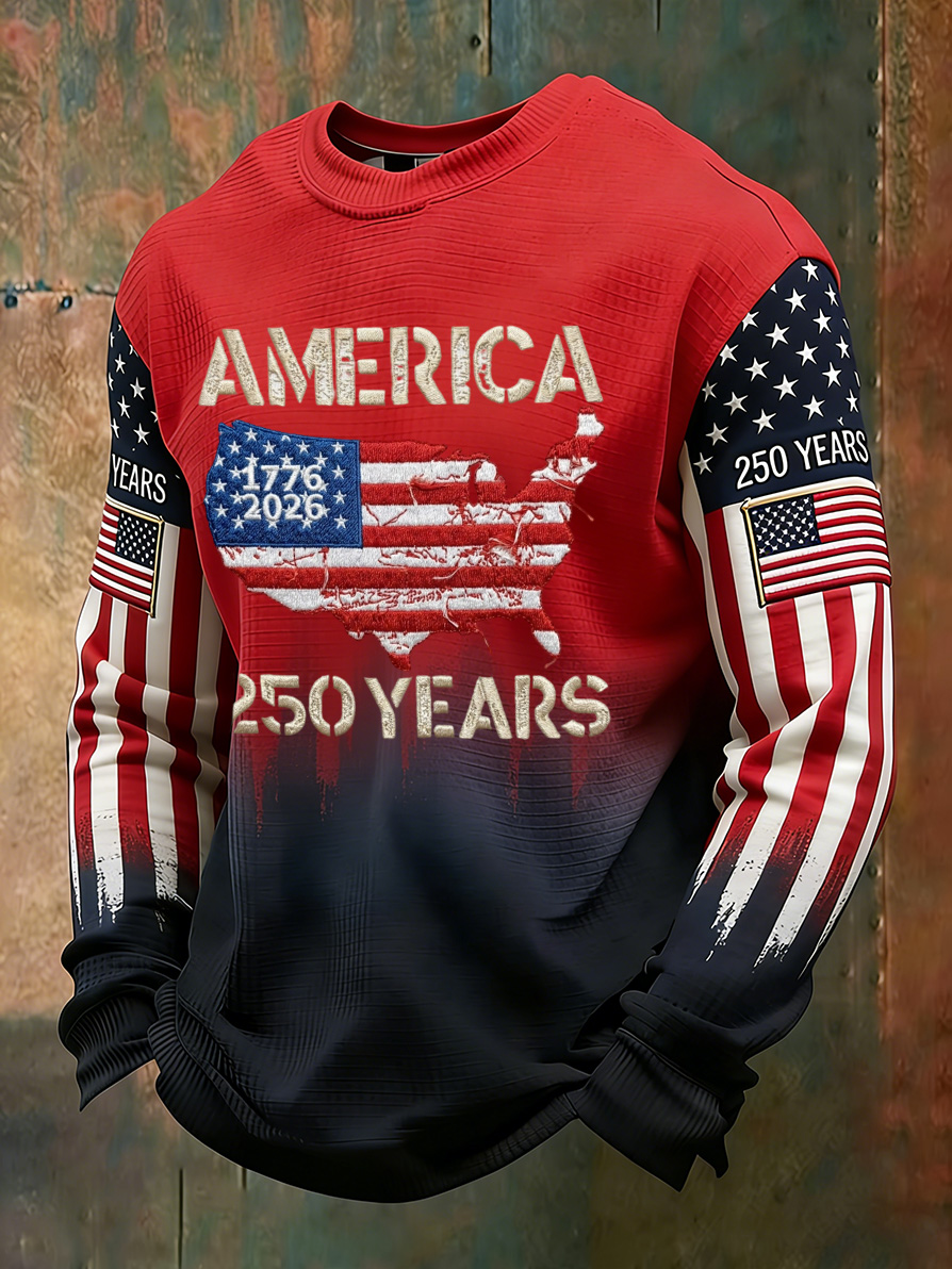 Unisex 250Th Anniversary Celebration Waffle Round Neck Long Sleeve T-Shirt
