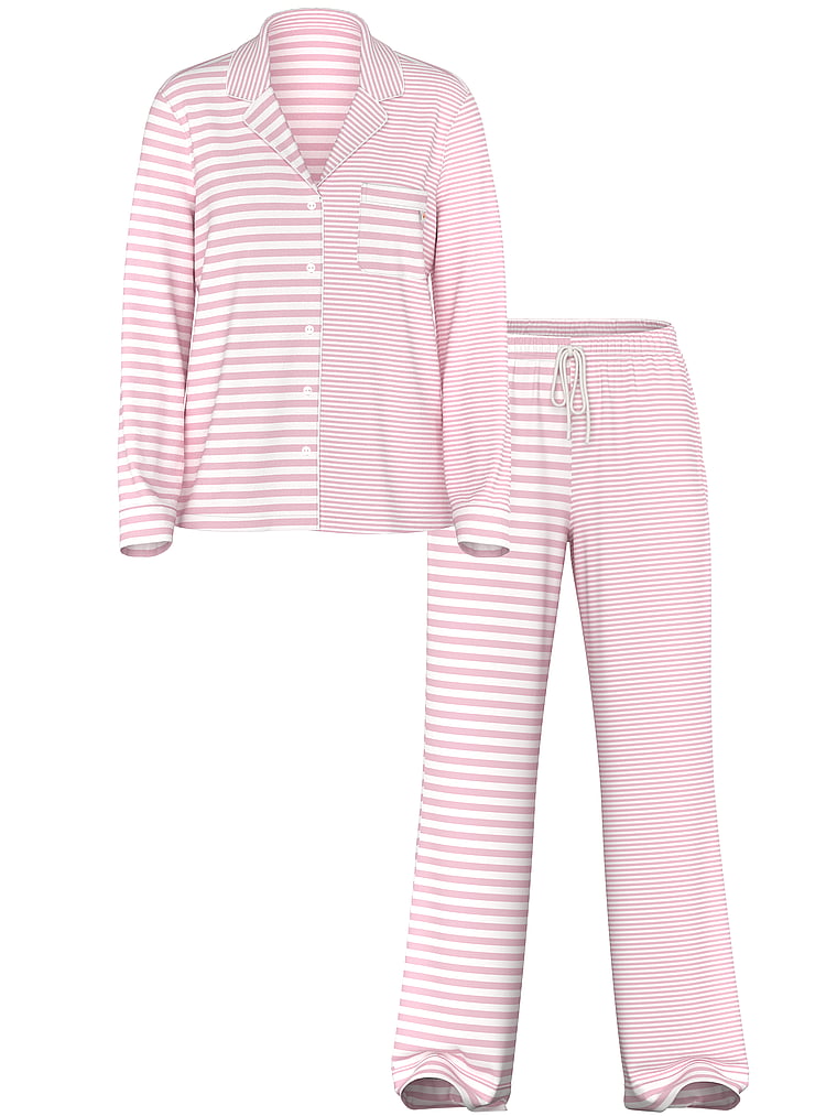 Long Pajama Set Pretty Blossom/Coconut White Yd Stripe